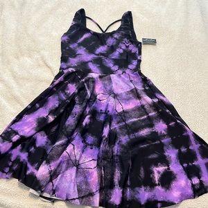 Exotica Diamond Purple Tie Dye silky scoop neck comfort crop mini dress
